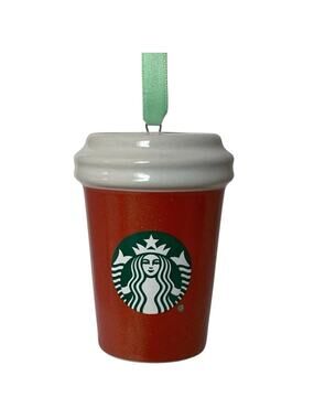 Starbucks ORANGE GLITTER To-Go Cup Tumbler Ceramic Christmas 2020 Ornament